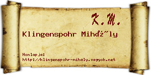Klingenspohr Mihály névjegykártya